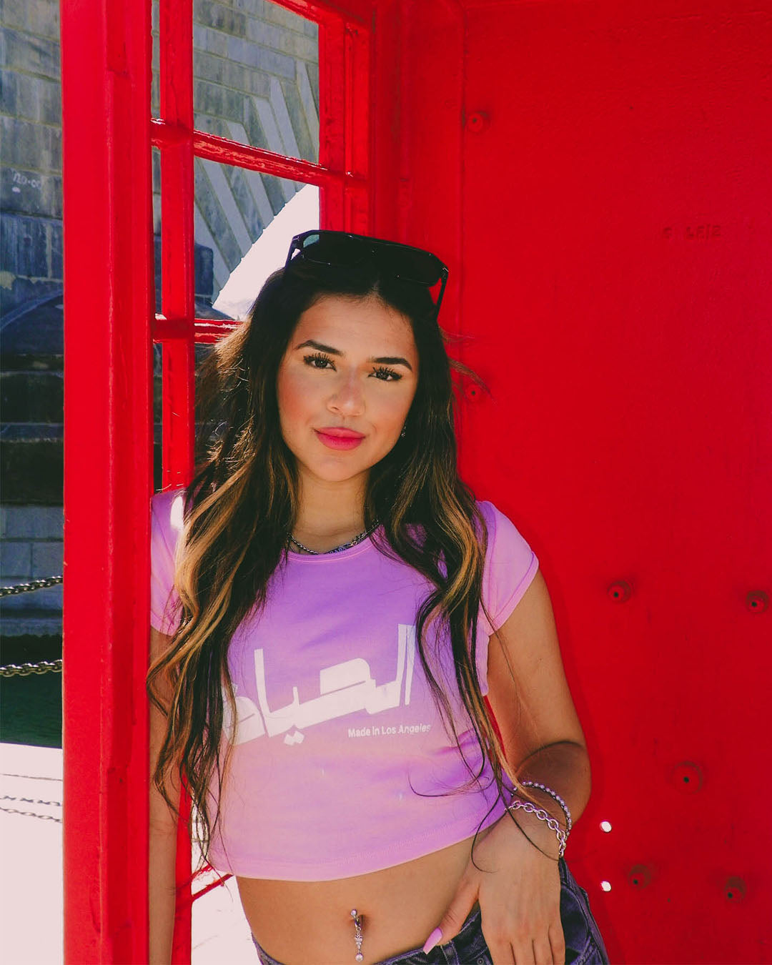 "Life" Baby Rib Crop Top - Pink